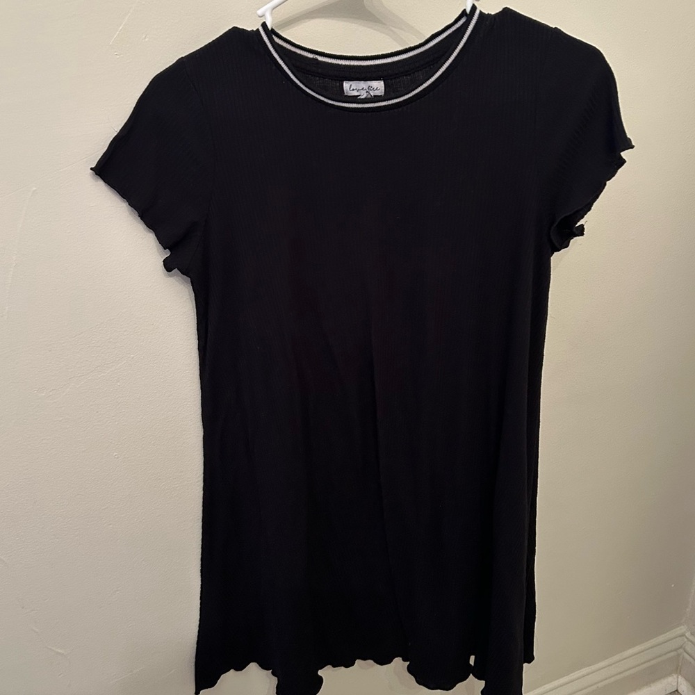 love, Fire Black Ribbed Short Sleeve Dress